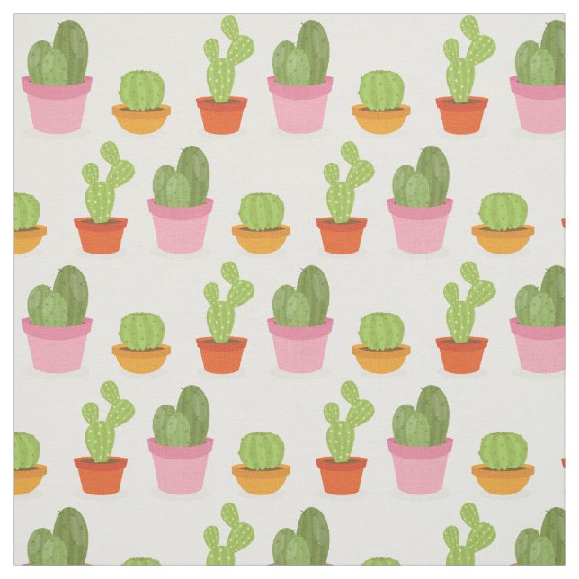 Cute succulent cactus trio pattern fabric (Swatch)