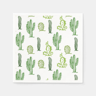Cute Succulent Green Cactus Cocktail Paper Napkins