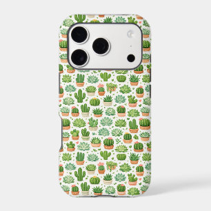 Cute Succulent Plant Seamless Pattern