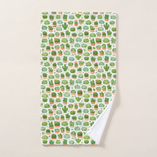 Cute Succulent Plant Seamless Pattern Hand Towel