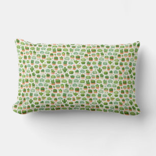 Cute Succulent Plant Seamless Pattern Lumbar Pillow