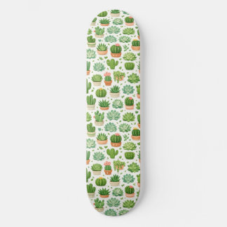 Cute Succulent Plant Seamless Pattern Skateboard