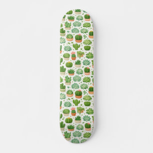 Cute Succulent Plant Seamless Pattern Skateboard