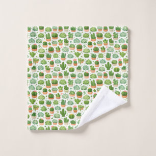 Cute Succulent Plant Seamless Pattern Wash Cloth