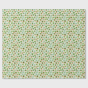 Cute Succulent Plant Seamless Pattern Wrapping Paper