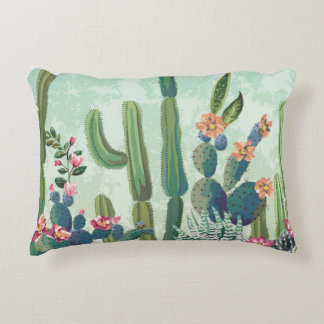 Cute Succulents: Vintage Cactus Pattern Accent Pillow