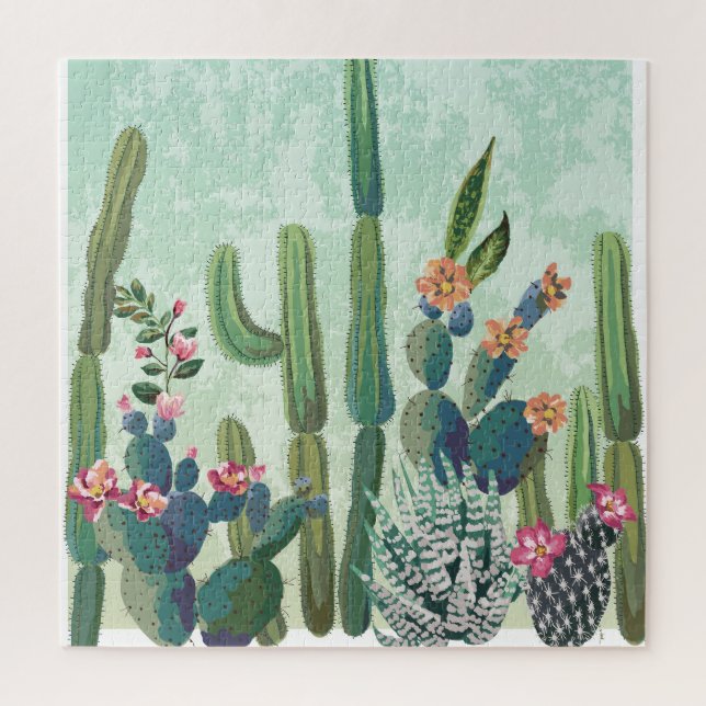 Cute Succulents: Vintage Cactus Pattern Jigsaw Puzzle (Vertical)