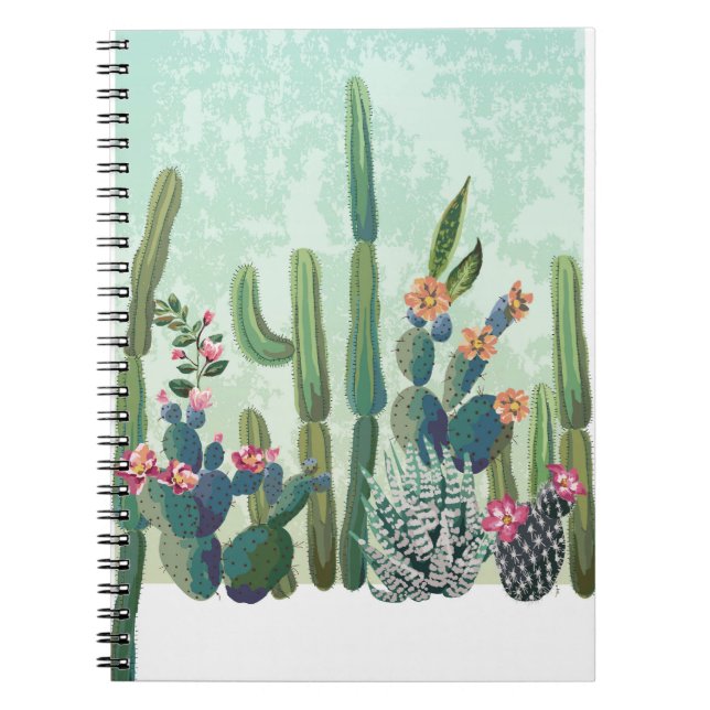 Cute Succulents: Vintage Cactus Pattern Notebook (Front)