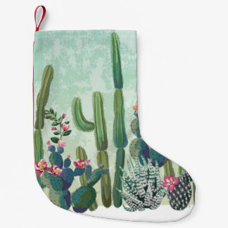 Cute Succulents: Vintage Cactus Pattern Small Christmas Stocking