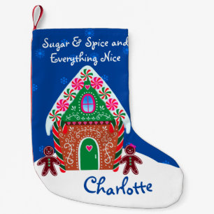 Cute Sugar and Spice Gingerbread House Small Christmas Stocking