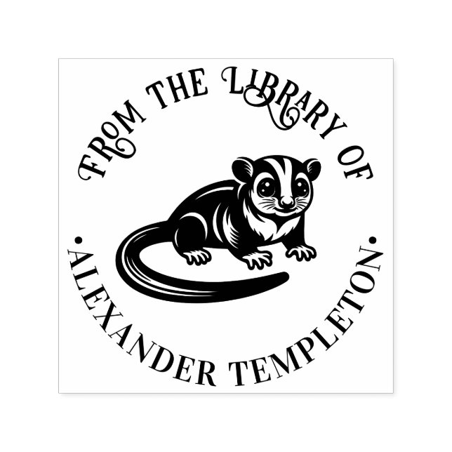 Cute Sugar Glider Library Book Name #1P Self-inking Stamp (Design)