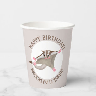 Cute sugar glider personalized cartoon birthday paper cups