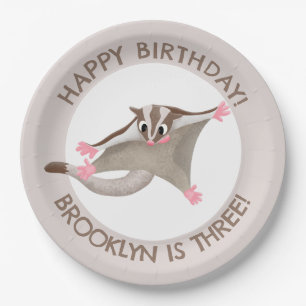 Cute sugar glider personalized cartoon birthday paper plate