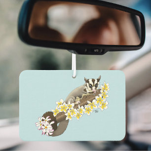 Cute Sugar Glider Tropical Plumeria Flowers Blue Air Freshener