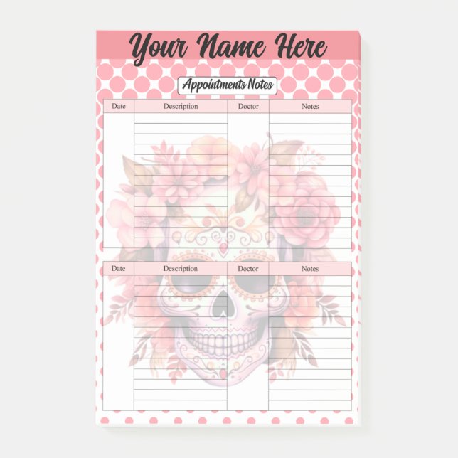 Cute Sugar Skull Appointment Notes (Front)