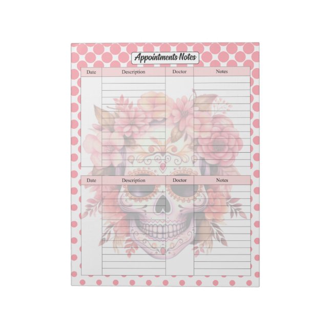 Cute Sugar Skull Appointment Notes (Rotated)