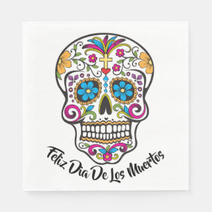 Cute Sugar Skull Happy Day of the Dead Napkin