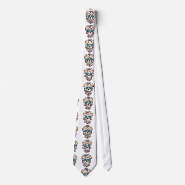 Cute Sugar Skull Happy Day of the Dead Tie (Front)