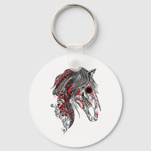Cute Sugar Skull Horse Shirt  Keychain