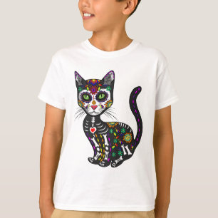 Cute Sugar Skull Mexican Cat Halloween Day Of The T-Shirt