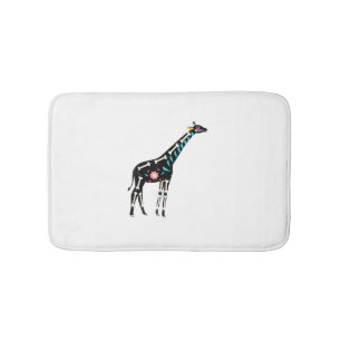 Cute Sugar Skull Mexican Giraffe Halloween Day Of  Bath Mat