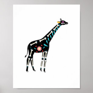 Cute Sugar Skull Mexican Giraffe Halloween Day Of Poster