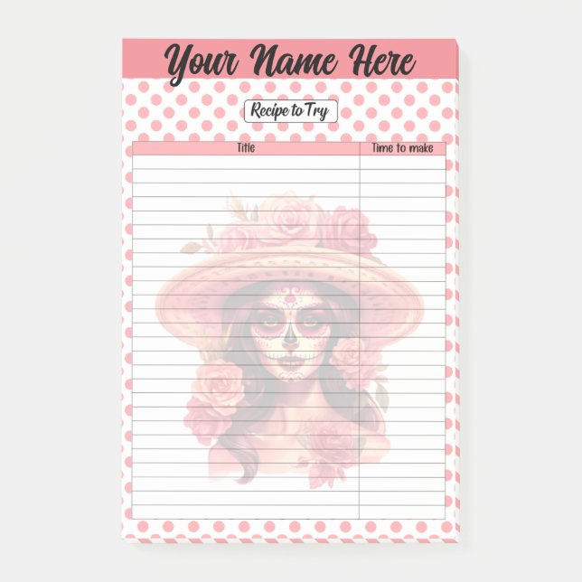 Cute Sugar Skull Recipe Page Post-it Notes (Front)