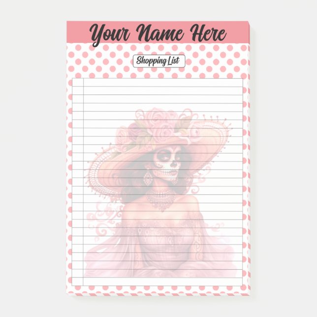 Cute Sugar Skull Shopping  List Post-it Notes (Front)