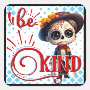 Cute Sugar Skull Square Sticker