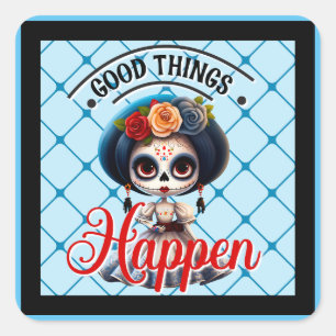 Cute Sugar Skull Square Sticker