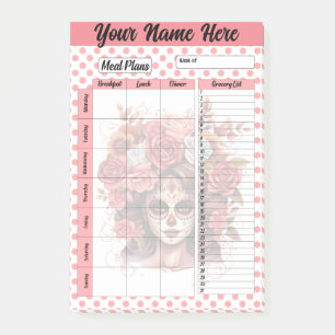 Cute Sugar Skull Weekly Meal Plan Post-it Notes