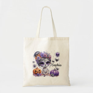 Cute Sugar Skull Witch Personalized Treat Bag