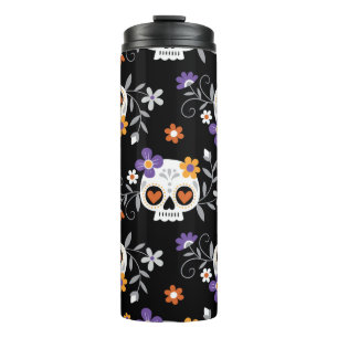 Cute Sugar Skulls Hand Drawn Thermal Tumbler