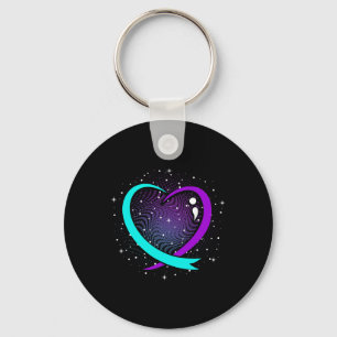 Cute Suicide Awareness Heart Happy Support Graphic Keychain