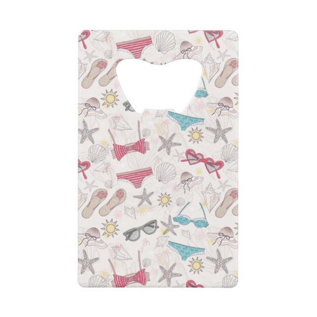 Cute Summer Abstract Pattern Credit Card Bottle Opener (Front)