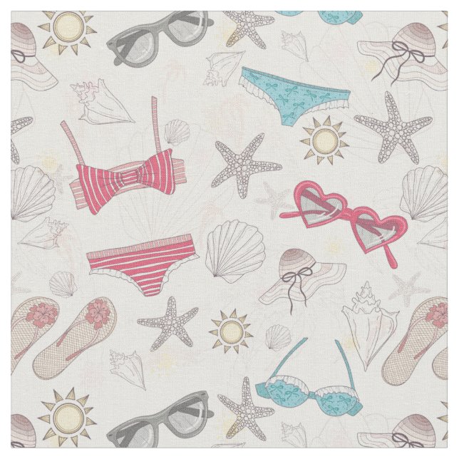 Cute Summer Abstract Pattern Fabric (Close Up)