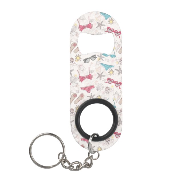 Cute Summer Abstract Pattern Keychain Bottle Opener (Front)