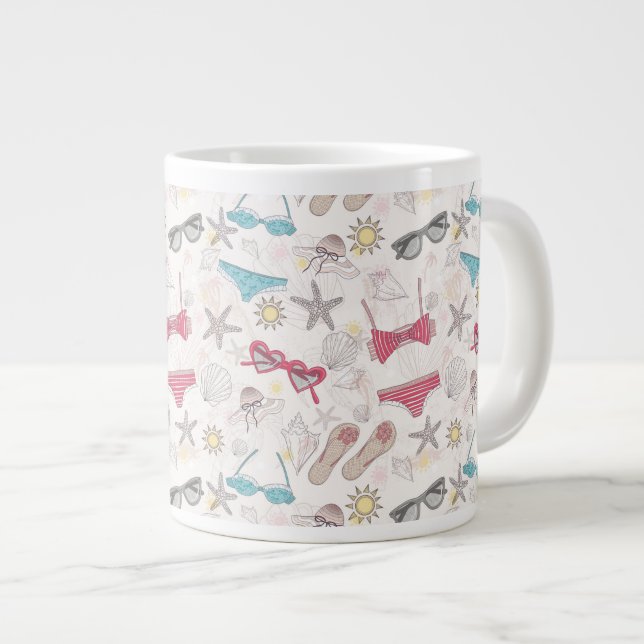 Cute Summer Abstract Pattern Large Coffee Mug (Front Right)