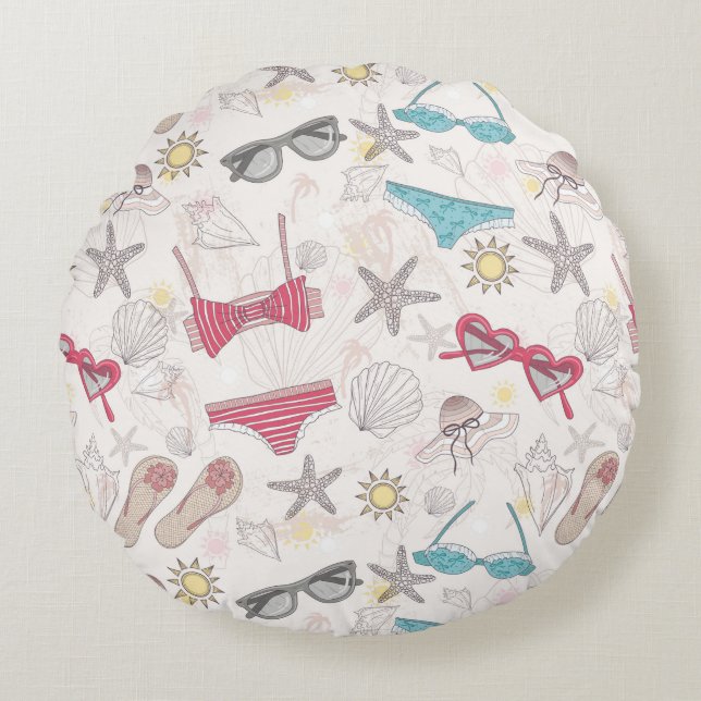 Cute Summer Abstract Pattern Round Pillow (Front)
