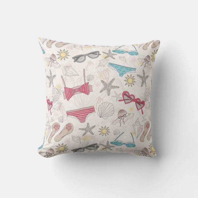 Cute Summer Abstract Pattern Throw Pillow (Front)