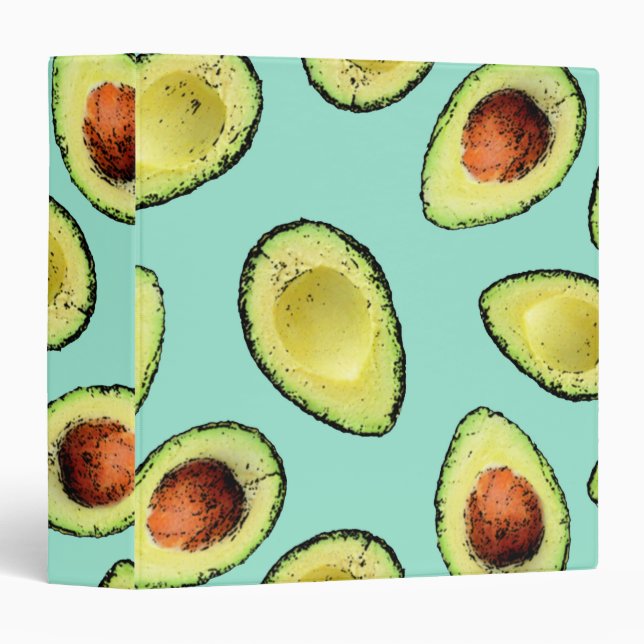 Cute Summer Avocado Pattern Binder (Front/Spine)