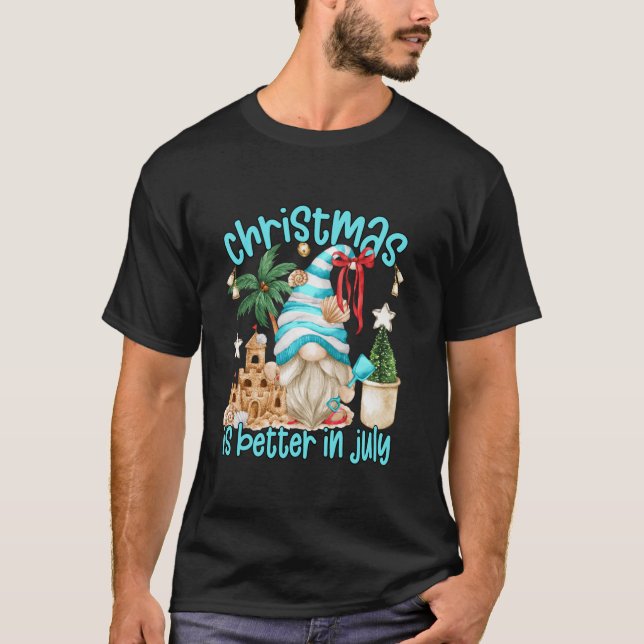 Cute Summer Beach Gnome For Women Funny Christmas  T-Shirt (Front)