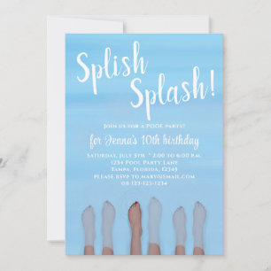 Cute Summer Beach Lake Ocean Girly Party Invitation