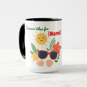 Cute Summer Beach Mug Personalized Name Sun