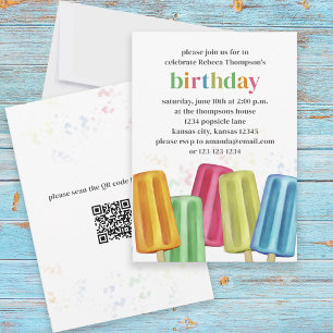 Cute Summer Birthday Party Popsicle Invitation