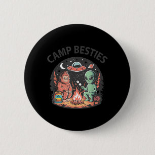 Cute Summer Camp Besties Alien Bigfoot Campground 2 Inch Round Button