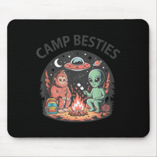 Cute Summer Camp Besties Alien Bigfoot Campground Mouse Pad