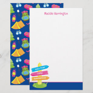 Cute Summer Camp Pattern Stationery