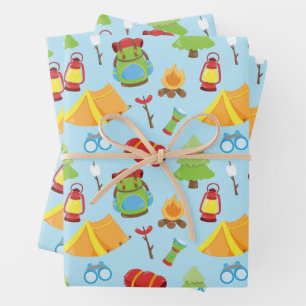 Cute Summer Camp Pattern Wrapping Paper Sheet