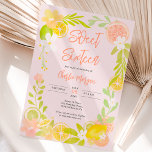 Cute summer citrus floral watercolor sweet 16 invitation<br><div class="desc">A cute summer citrus Sweet 16 birthday invitation featuring pink grapefruit,  yellow lemons,  green limes,  green foliage,  lemons slices and wedges with cute cherry blossoms flowers with a modern script brush font on light pink</div>